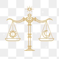 Gold scales libra astrological png sign design element