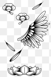 Bird wing and flower design element set