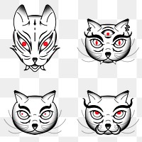 Bakeneko Japanese monster cat tattoo design element