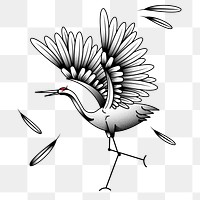 Japanese red-crowned crane bird tattoo design element