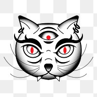 Three-eyed bakeneko Japanese monster cat tattoo design element