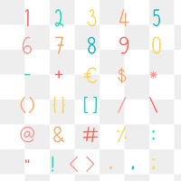 Styled numbers and symbol set | Premium PNG - rawpixel