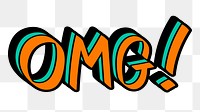 Orange and green OMG! graffiti typography design element