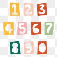 Number font png paper cut kids typography set