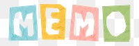 MEMO word png colorful typography paper cut font