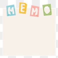 MEMO paper cut font word png colorful typography paper cut font