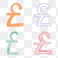 Pound sterling currency png doodle font typography collection