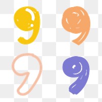 Pastel comma symbol png doodle font hand drawn collection