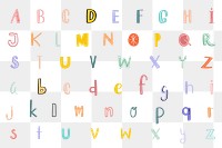 Pastel doodle png alphabet word art set