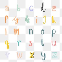 Hand drawn alphabet png doodle font typography set 