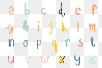 Pastel doodle png alphabet word art set