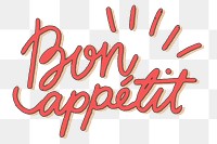 Bon appetit typography png sticker