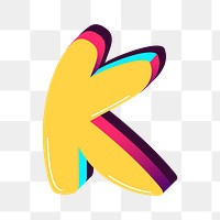 Letter K yellow funky png stylized typography