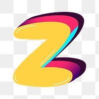 Letter Z yellow funky png stylized typography