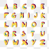Png A-Z bold funky font alphabet typography set