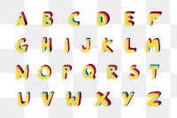 A-Z bold funky font png alphabet typography set