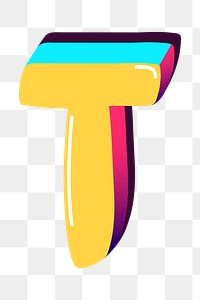 Letter T yellow funky png stylized typography