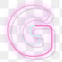 Capital letter G png neon font typography