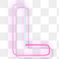 Letter L png pink neon font typography