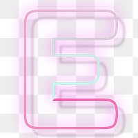 Pink neon glow letter E png font typography