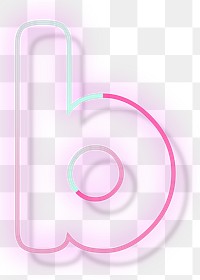 Gradient pink neon letter b png