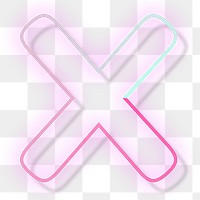 Pink neon glow letter X png font typography
