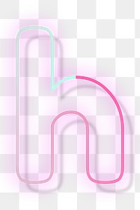 Pink neon LED letter h font typography png