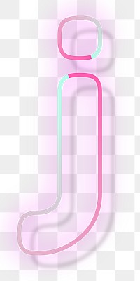 Pink neon glow letter j png font typography