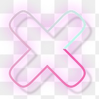 Pink neon glow letter x png font typography