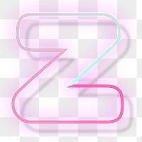 Pink neon glow letter z png font typography