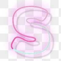 Pink neon glow letter s png font typography