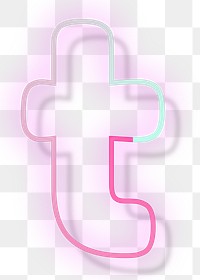 Pink neon glow letter t png font typography