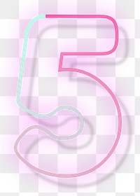 Gradient pink neon number 5 png