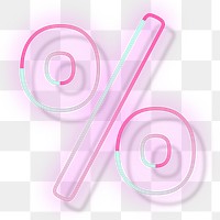 Percentage sign png neon font typography
