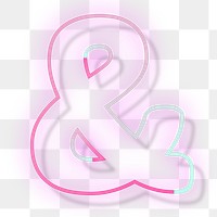 Png glowing neon light ampersand sign