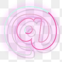 Pink neon glow at sign png font typography
