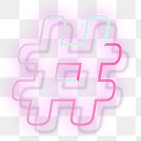Pink neon glow hashtag symbol png font typography