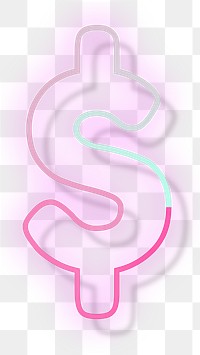 Pink neon glow dollar sign png font typography