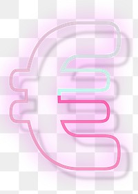 Pink neon glow euro sign png font typography