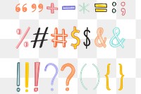 Punctuation marks png doodle typography set<br /> 