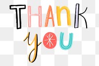 Thank you text png doodle typography