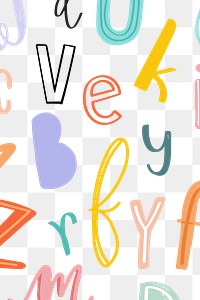 Alphabet png doodle typography font background