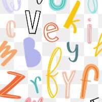 PNG Alphabet doodle typography font background