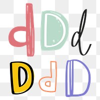 D letter png doodle alphabet typography set