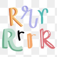 R letter png doodle typography set