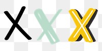 X letter png doodle alphabet typography set