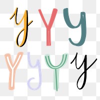 Y letter png doodle alphabet typography set