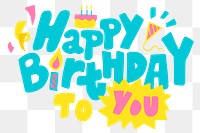 Cute birthday wish png word calligraphy
