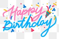 Cute happy birthday png doodle font