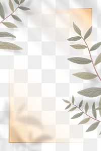 Gold frame with wall leaves shadow png